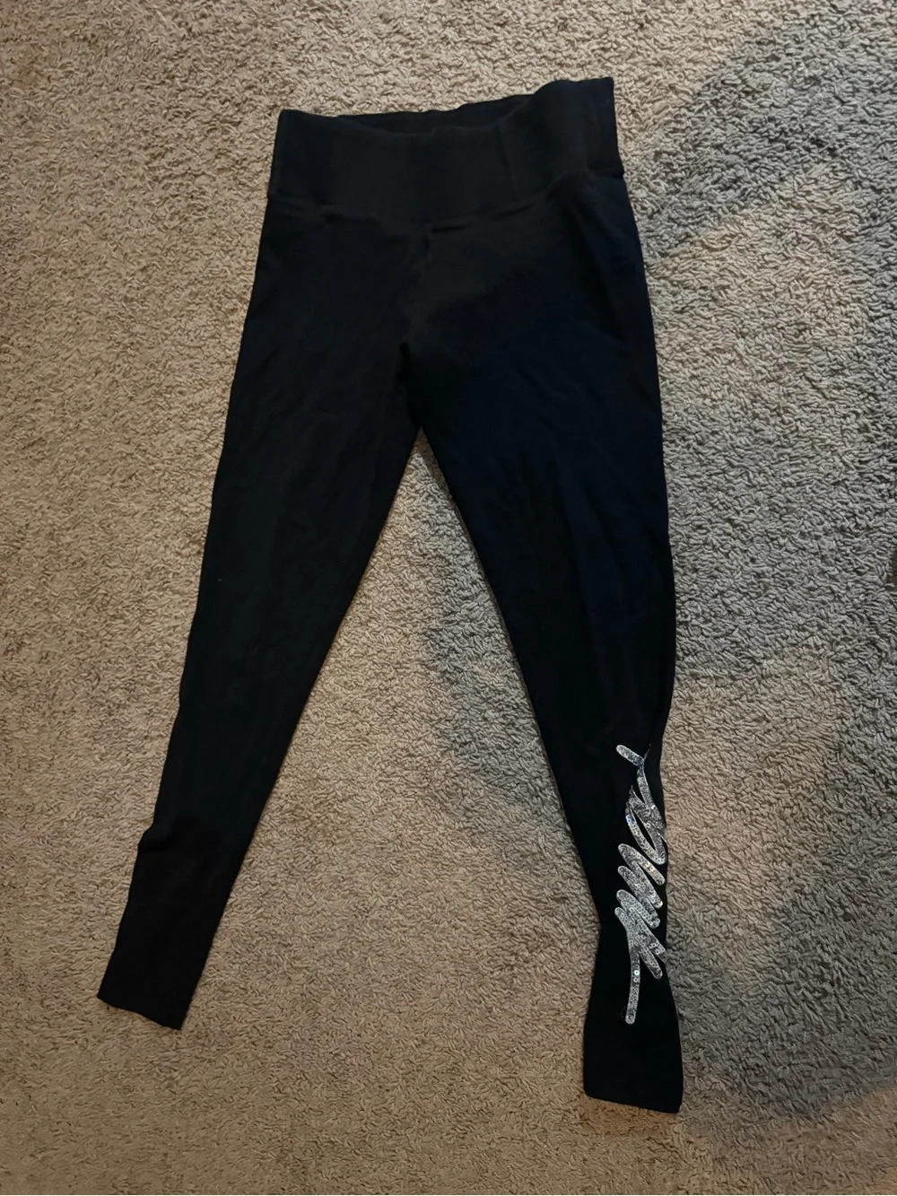 PINK Victoria's Secret Black Leggings with Silver Script